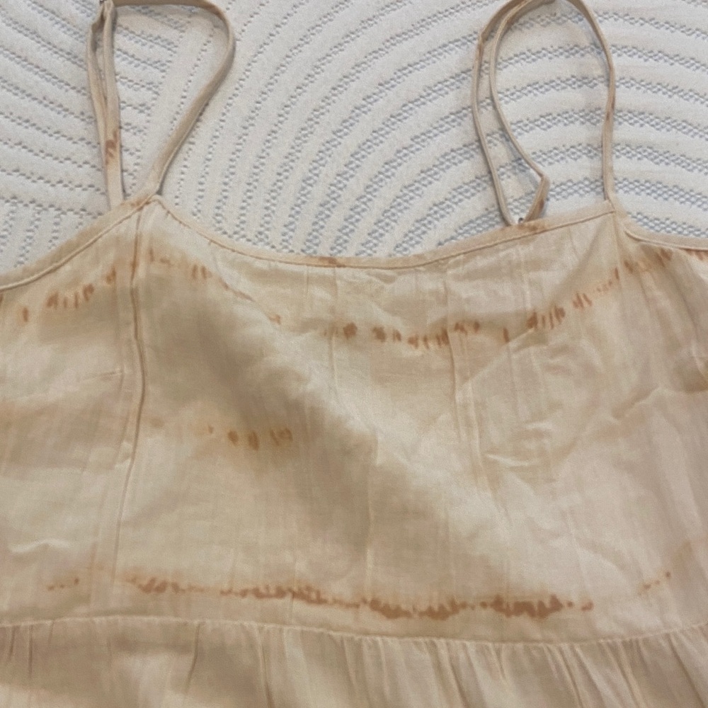 GAP Cream and Tan Tie-Dye Tiered Maxi Dress